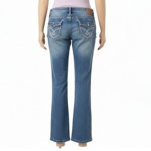 Amethyst Womens Bootcut Jeans Embroidered Pockets Medium Wash Size 22